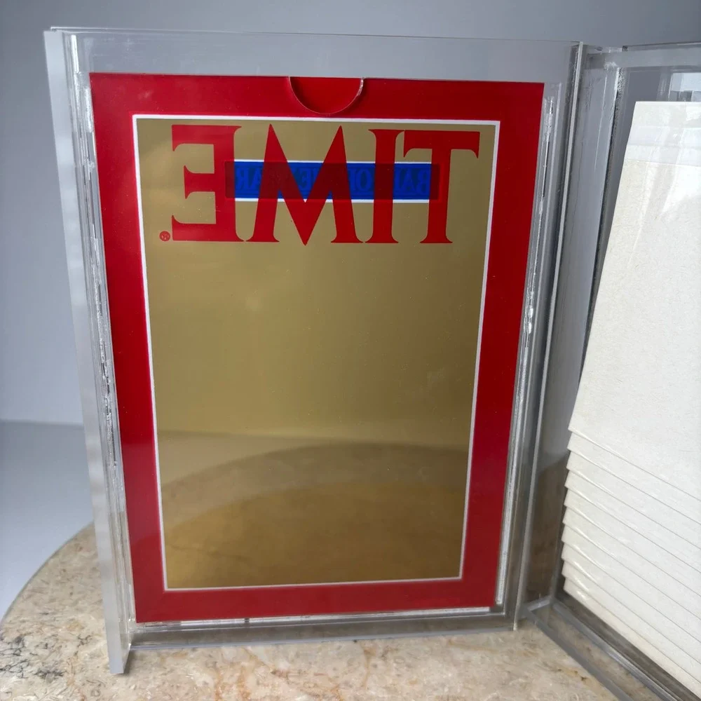 VTG Time Magazine Baby of the Year Acrylic Picture Frame Stationery Set Clear
